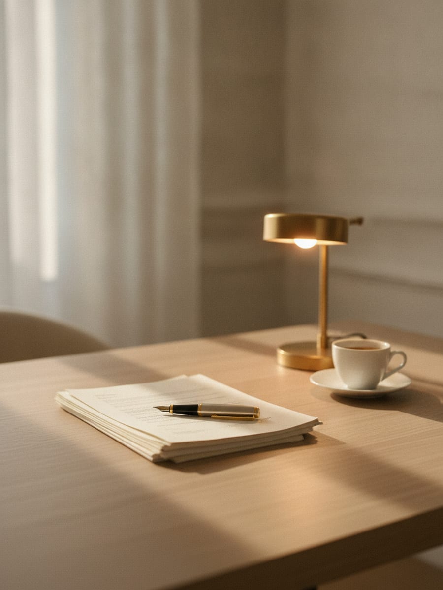 Étude de dossiers sur un bureau lumineux